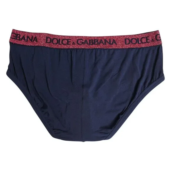 Dolce & Gabbana Blue Red Logo Stretch Regular Brief Underwear Mens Underwear